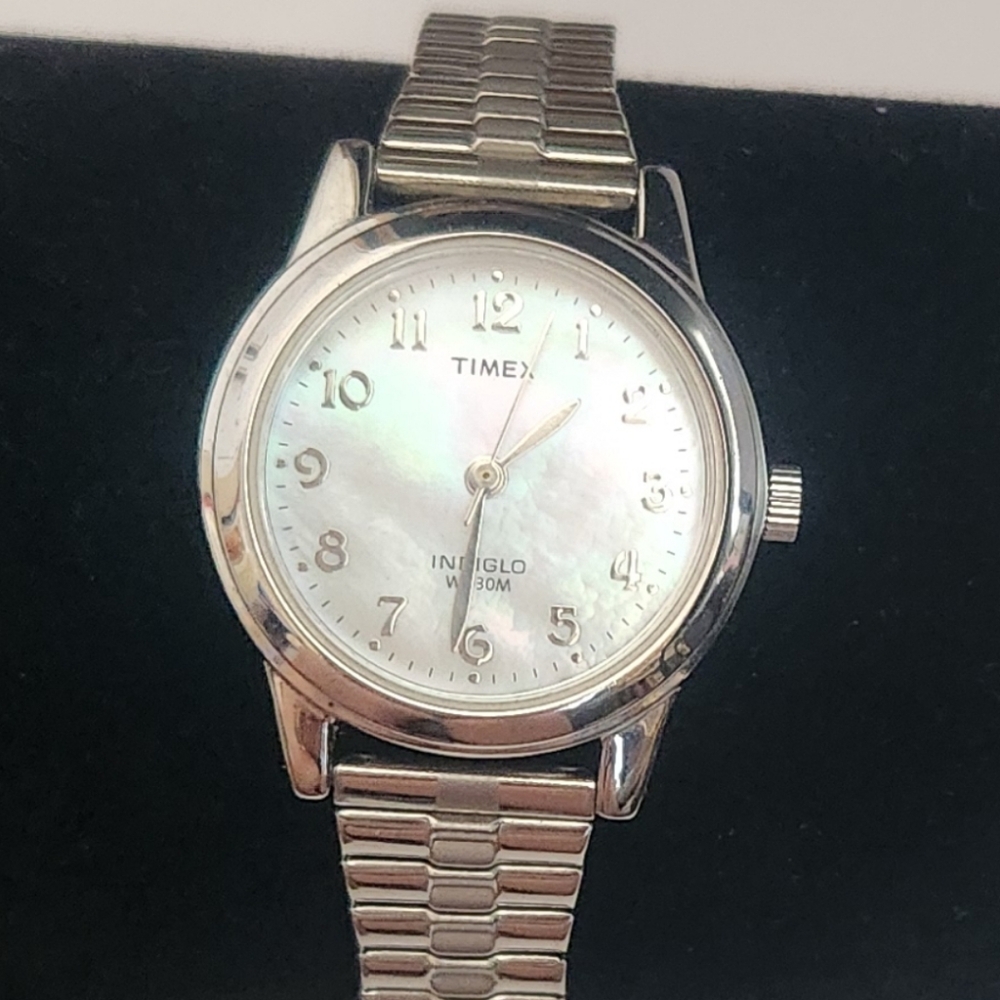 Timex Silver Watch with Mother of Pearl Dial